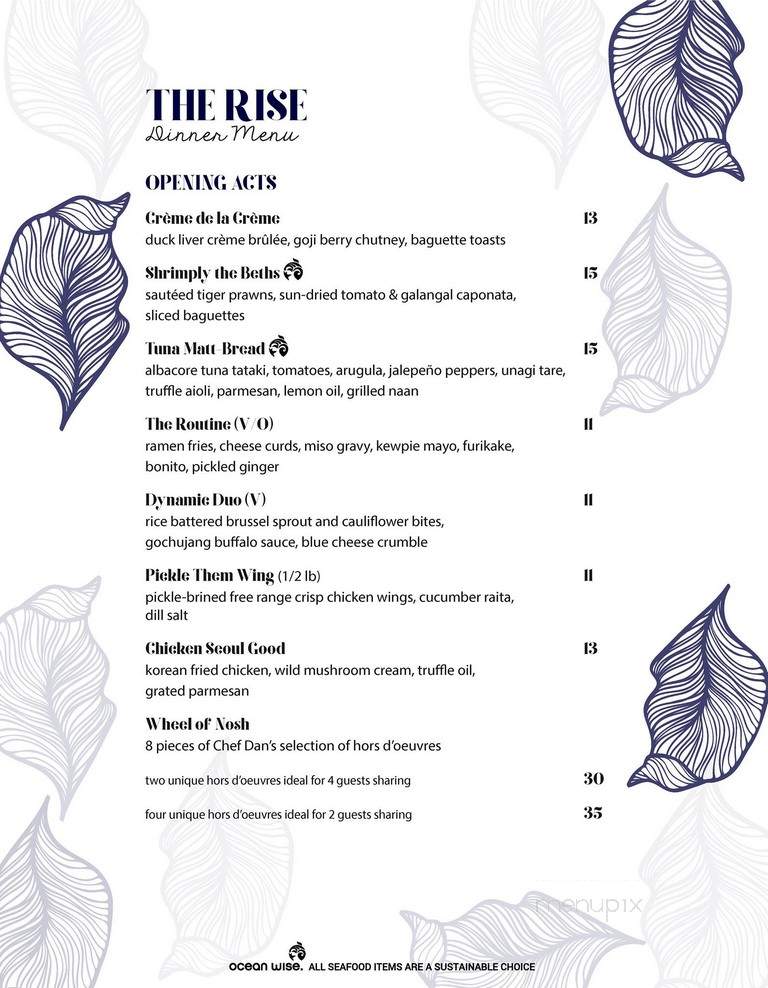 The Rise Eatery - Vancouver, BC menu_pic