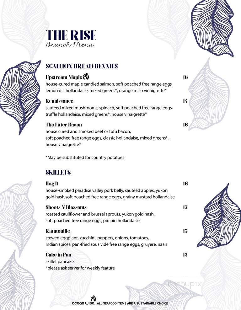 The Rise Eatery - Vancouver, BC menu_pic