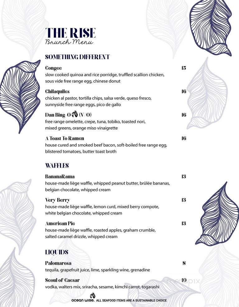 The Rise Eatery - Vancouver, BC menu_pic