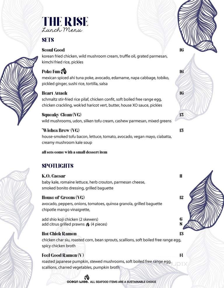 The Rise Eatery - Vancouver, BC menu_pic