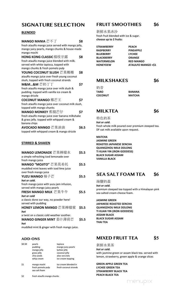 Mango Mania - Calgary, AB menu_pic