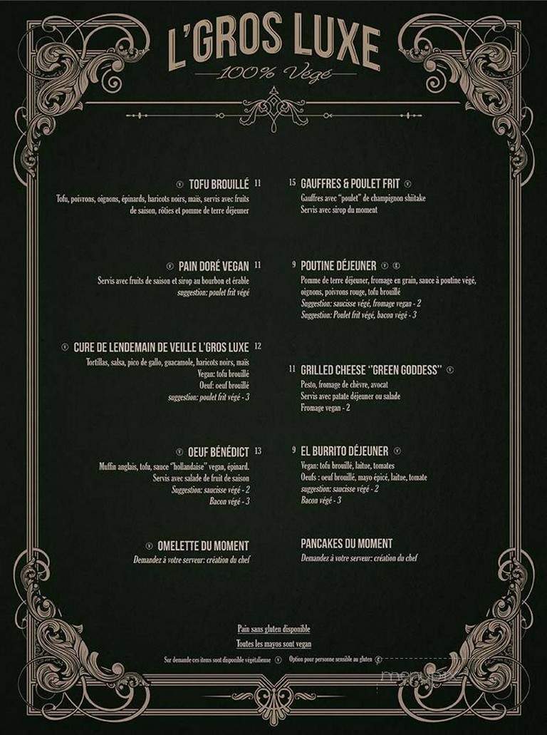 L'Gros Luxe 100% Vege - Montreal, QC menu_pic
