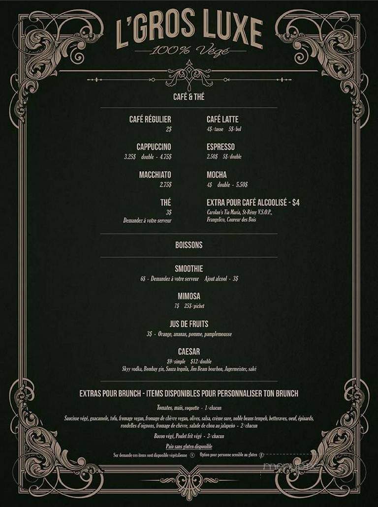 L'Gros Luxe 100% Vege - Montreal, QC menu_pic