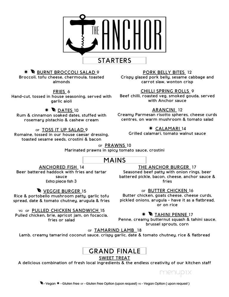 The Anchor - Halifax, NS menu_pic
