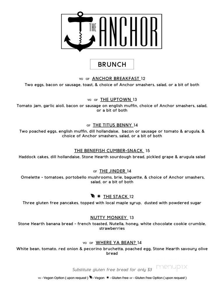 The Anchor - Halifax, NS menu_pic