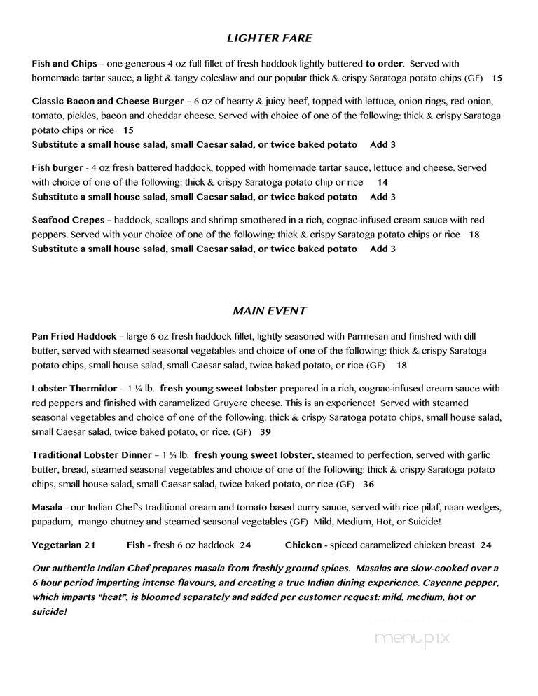 Rum Runner Restaurant & Lounge - Lunenburg, NS menu_pic
