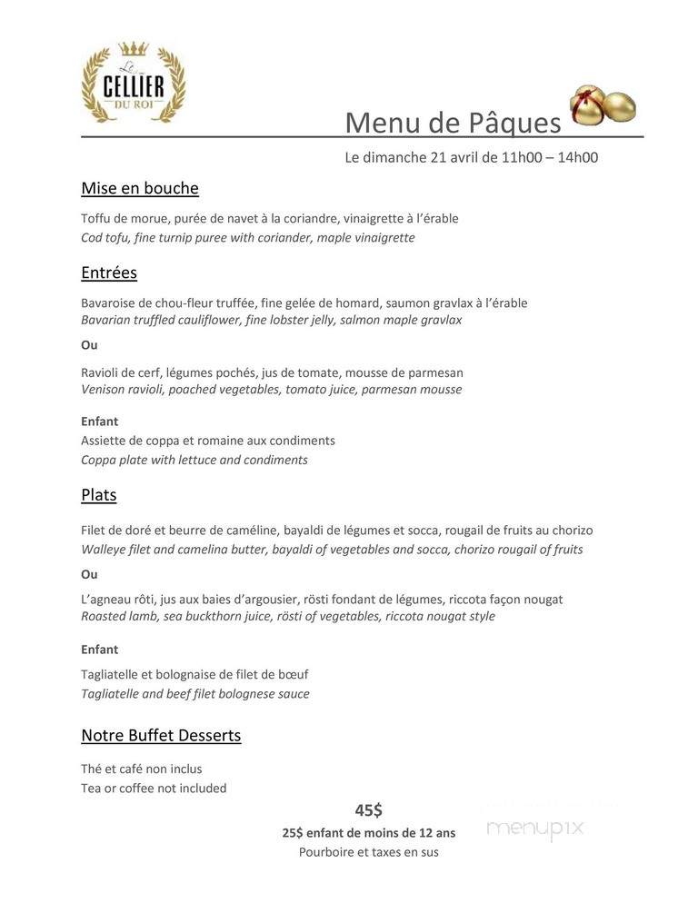 Le Cellier du Roi par Jerome Ferrer - Bromont, QC menu_pic