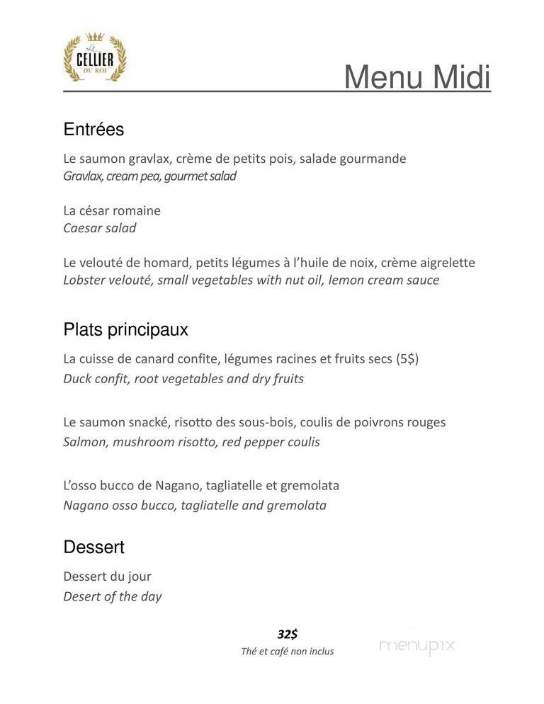 Le Cellier du Roi par Jerome Ferrer - Bromont, QC menu_pic