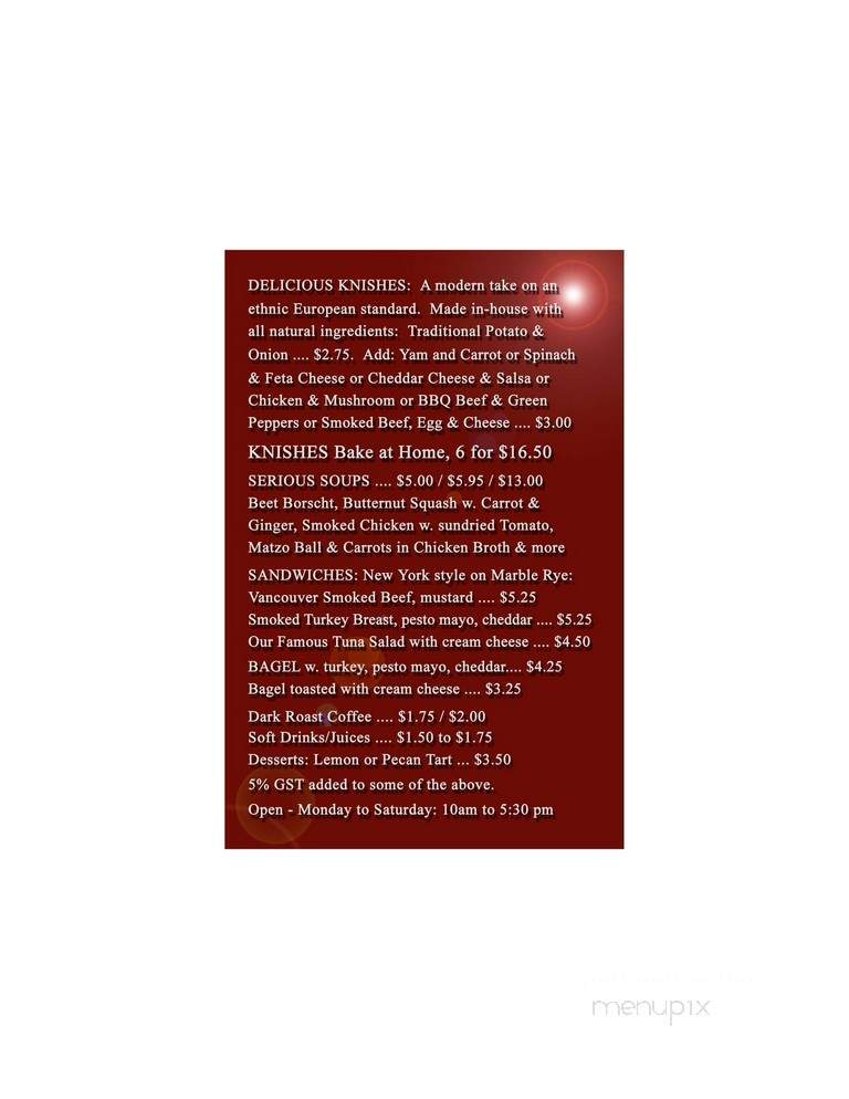 Vivo Deli - Vancouver, BC menu_pic