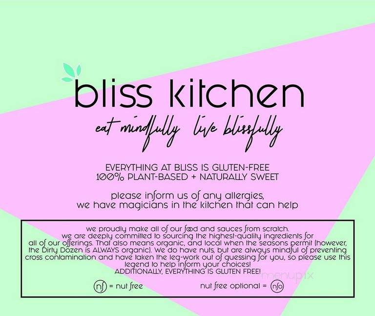 Bliss Kitchen - Waterdown, ON menu_pic