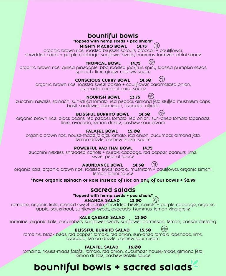Bliss Kitchen - Waterdown, ON menu_pic