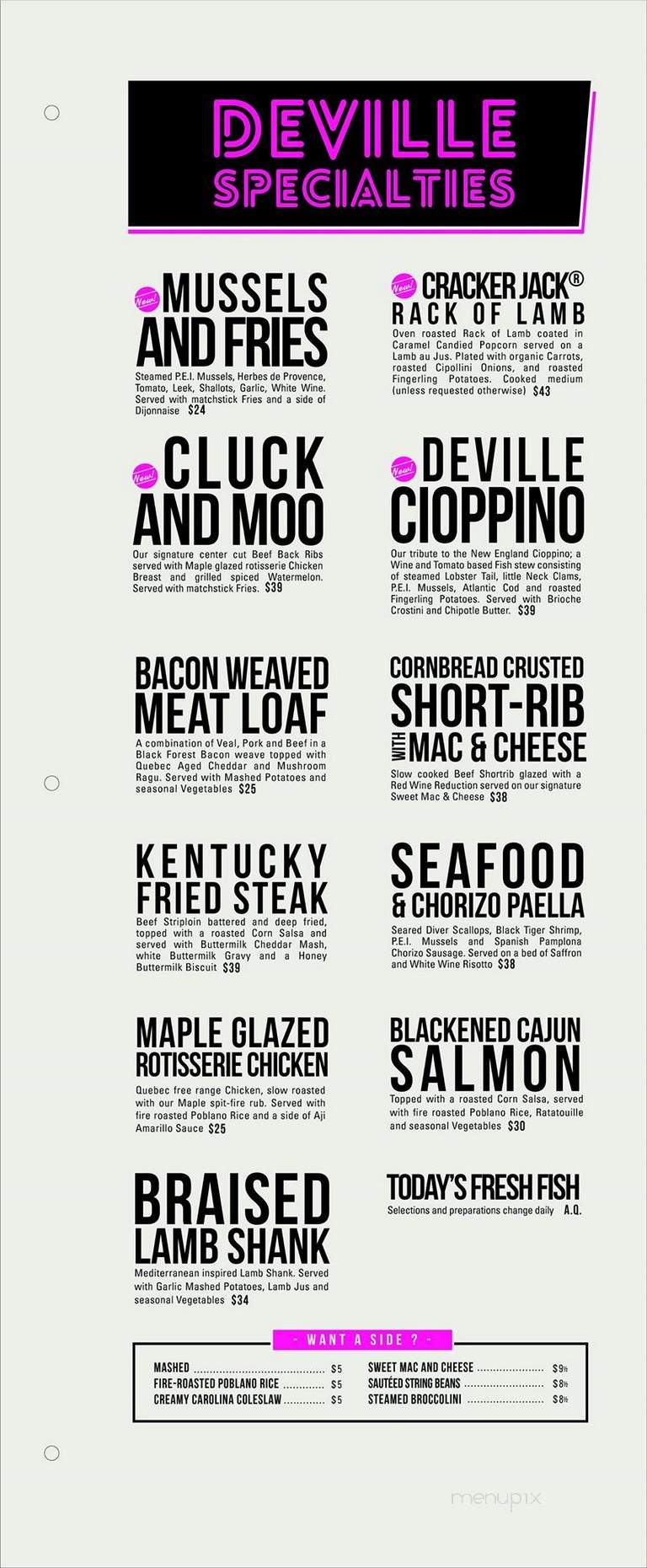Deville Dinerbar - Montreal, QC menu_pic