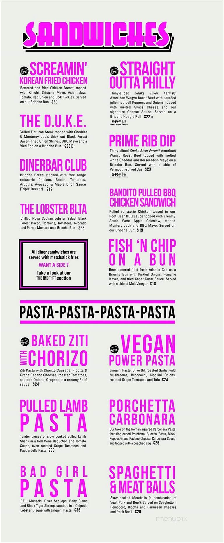 Deville Dinerbar - Montreal, QC menu_pic