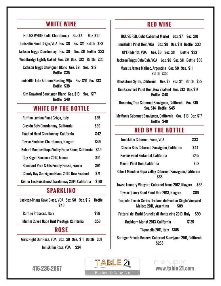 Table 21 - Toronto, ON menu_pic