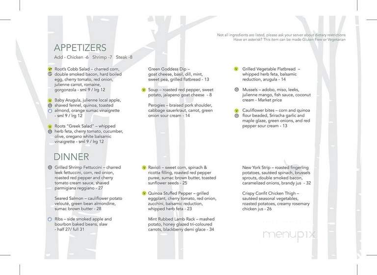 Andrew's Roots Restaurant - Meaford, ON menu_pic