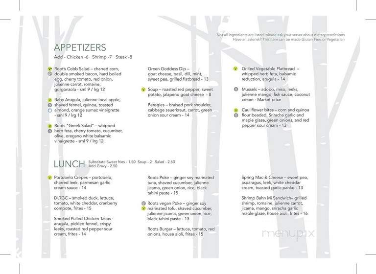 Andrew's Roots Restaurant - Meaford, ON menu_pic