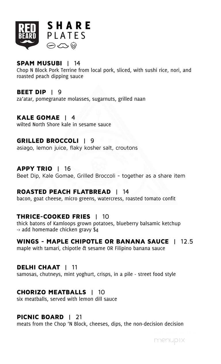 Red Beard Cafe - Kamloops, BC menu_pic