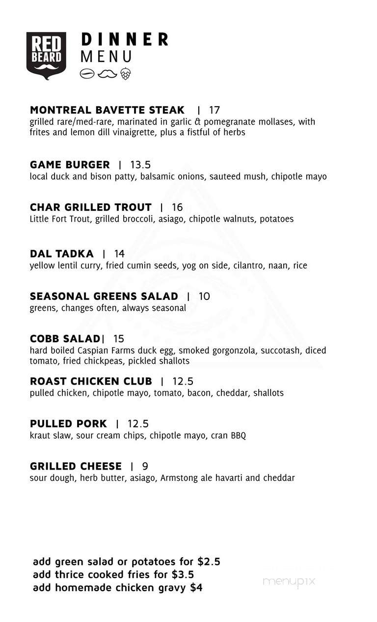 Red Beard Cafe - Kamloops, BC menu_pic
