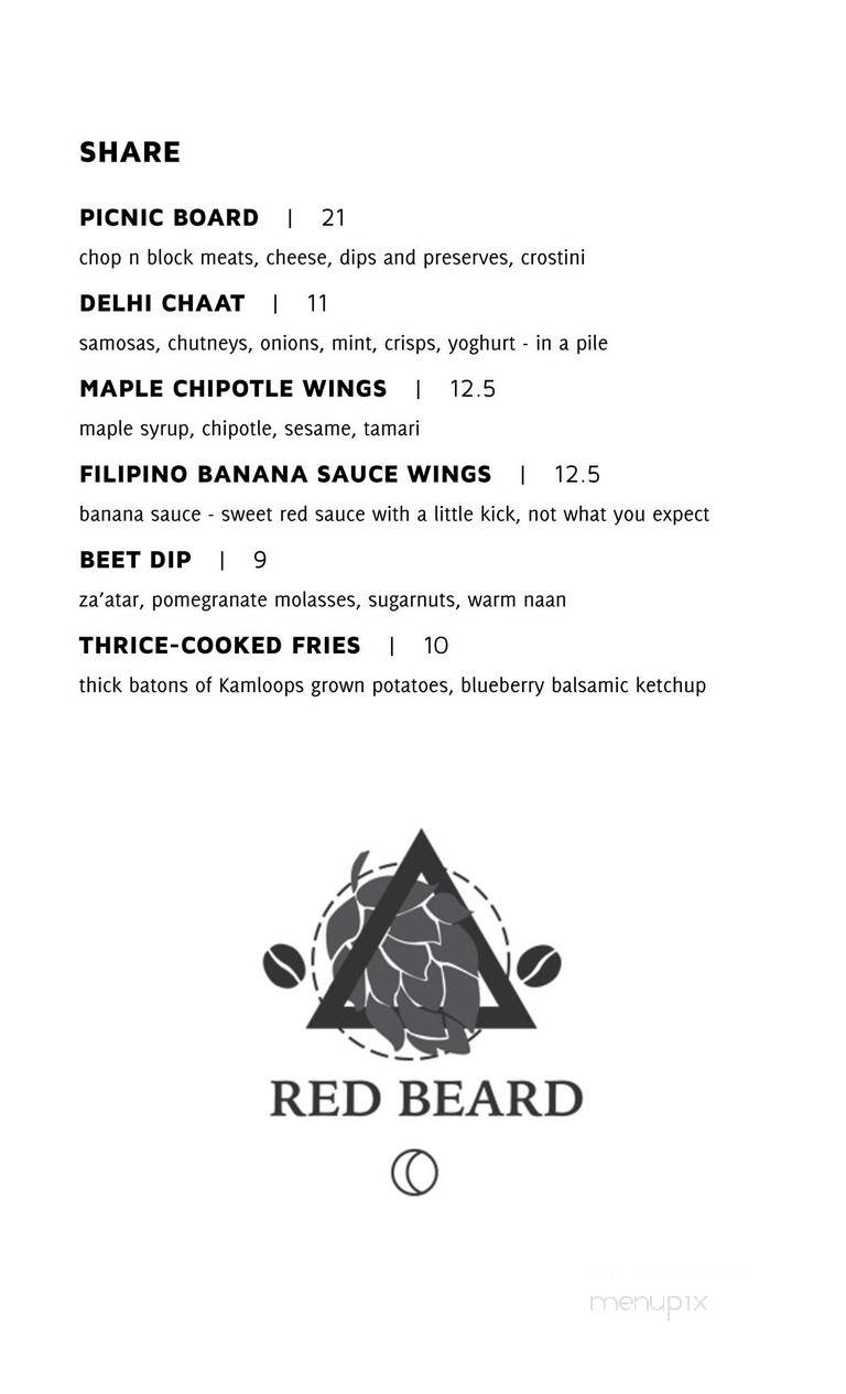 Red Beard Cafe - Kamloops, BC menu_pic