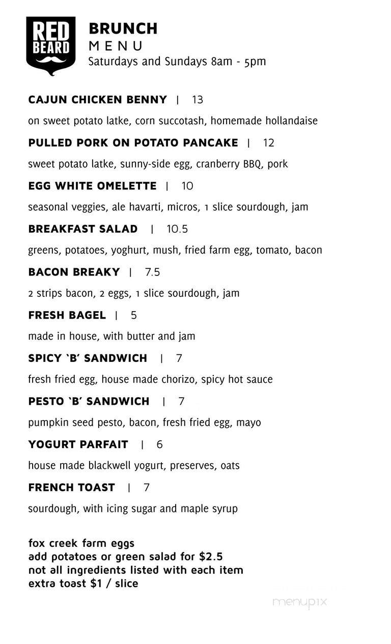 Red Beard Cafe - Kamloops, BC menu_pic