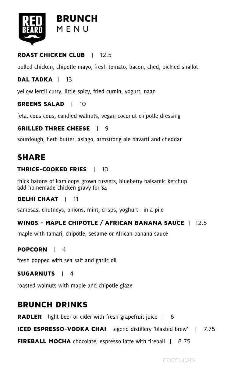 Red Beard Cafe - Kamloops, BC menu_pic
