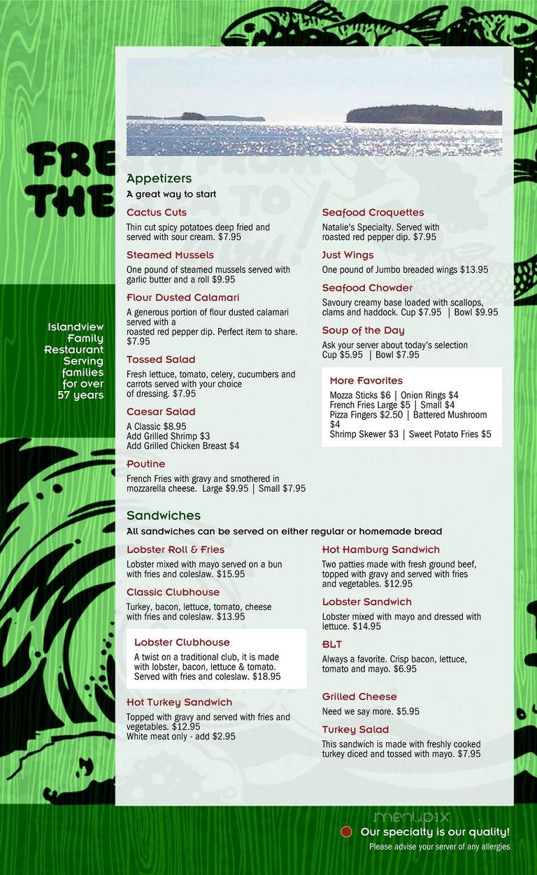 Island View Family Restaurant - Western Shore, NS menu_pic