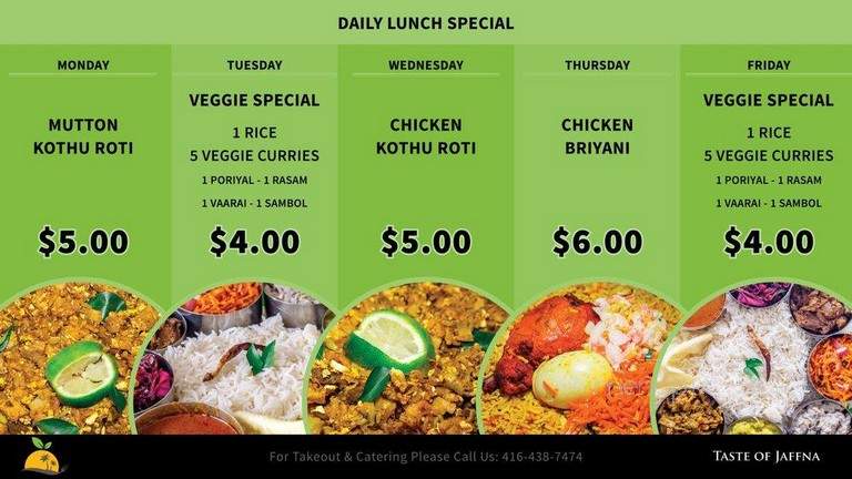 Taste of Jaffna - Scarborough, ON menu_pic