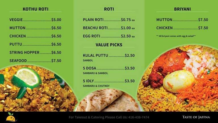 Taste of Jaffna - Scarborough, ON menu_pic
