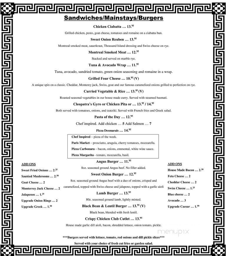 Menu of Sweet Onion Bistro in London, ON N6C 3P4