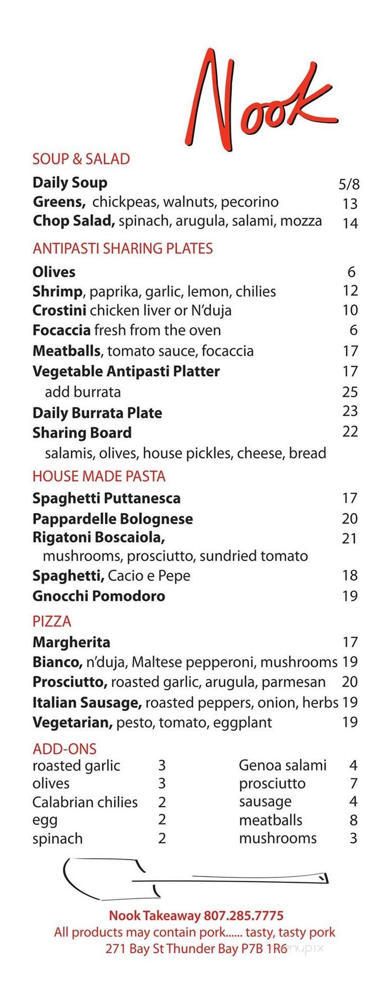 Nook Thunder Bay - Thunder Bay, ON menu_pic