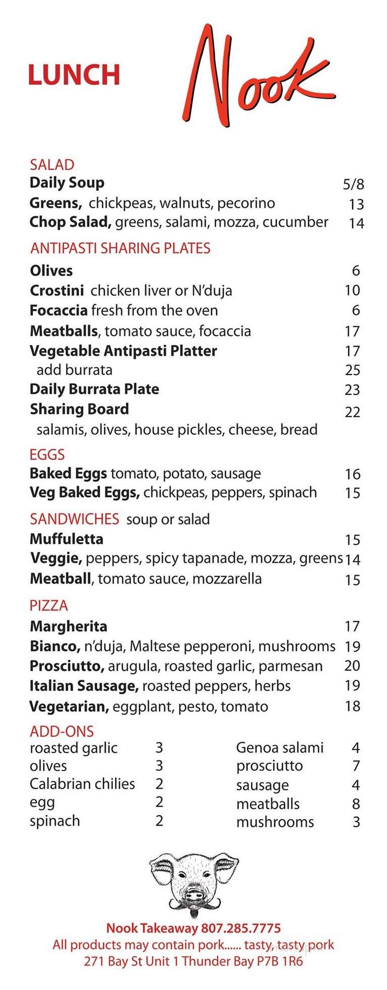 Nook Thunder Bay - Thunder Bay, ON menu_pic
