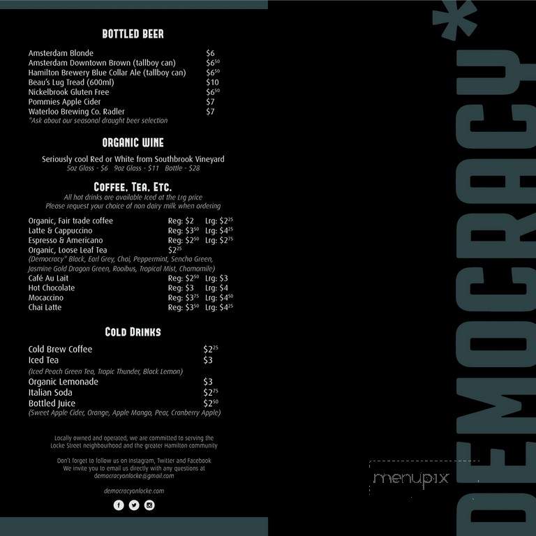 Democracy - Hamilton, ON menu_pic