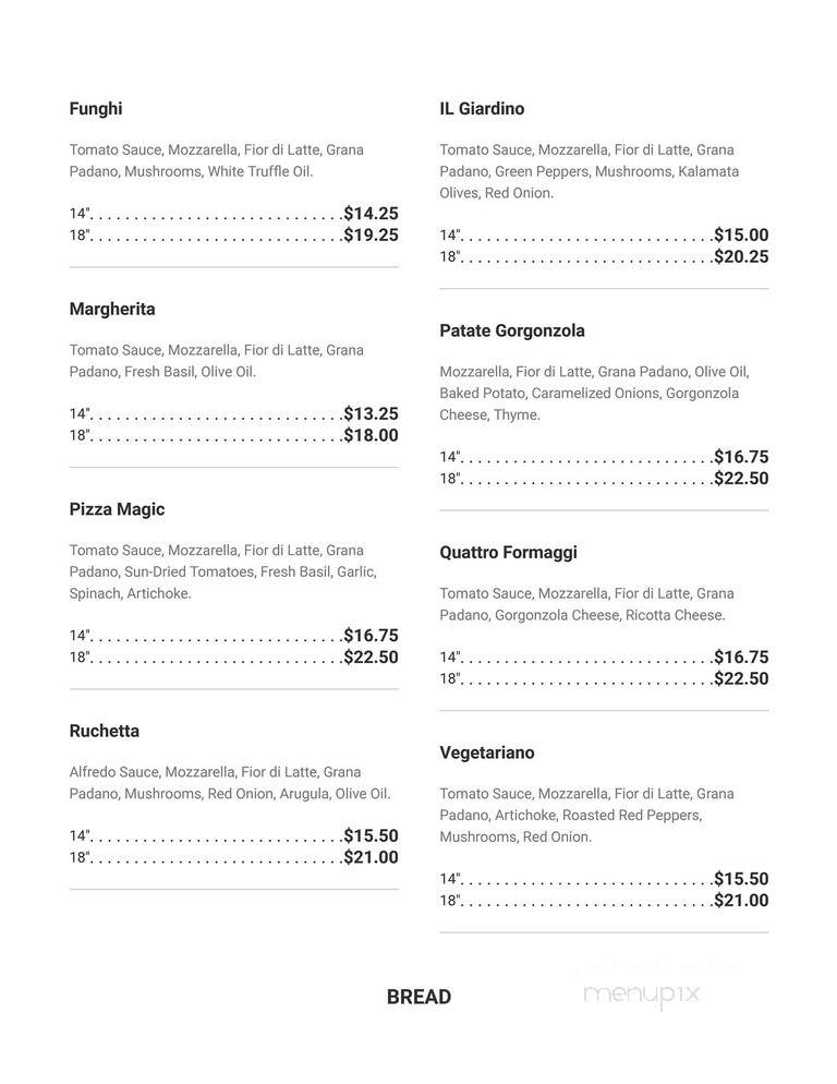 La Ruota Pizzeria - Coquitlam, BC menu_pic