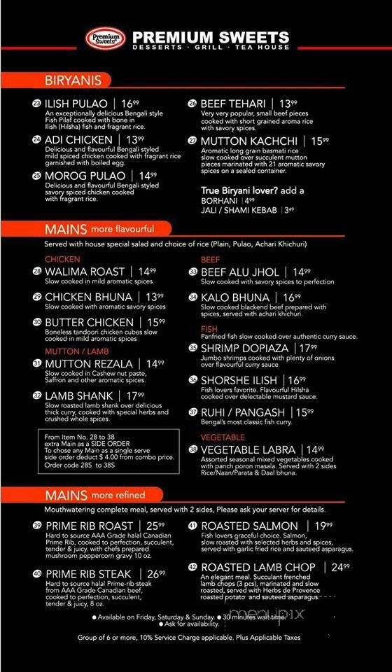 Premium Sweets - Scarborough, ON menu_pic