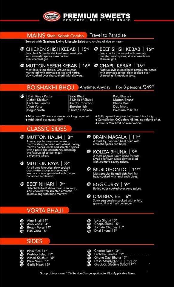 Premium Sweets - Scarborough, ON menu_pic