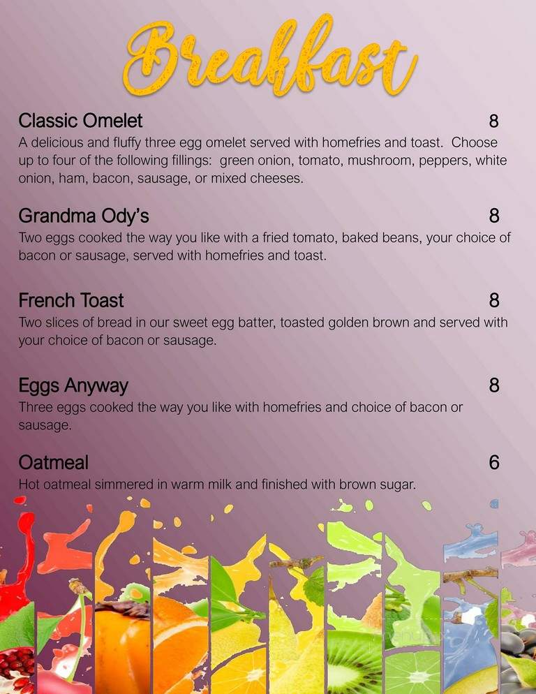 Ody's - Woodstock, ON menu_pic