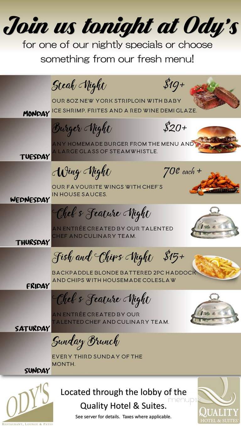 Ody's - Woodstock, ON menu_pic