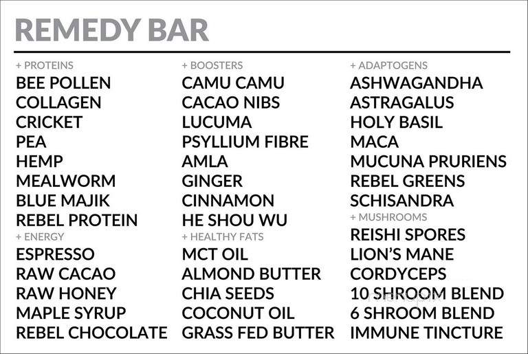 Rebel Remedy Health Bar - London, ON menu_pic