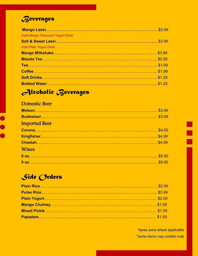 Roti Palace of India - Toronto, ON menu_pic