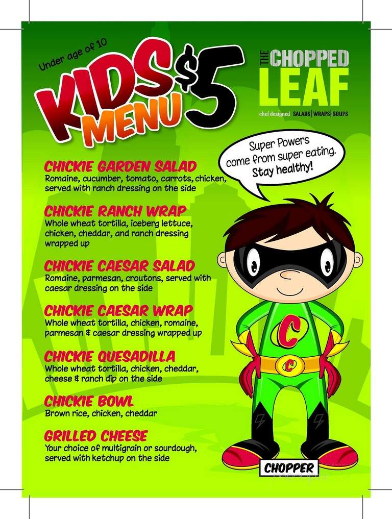 The Chopped Leaf - New Westminster, BC menu_pic