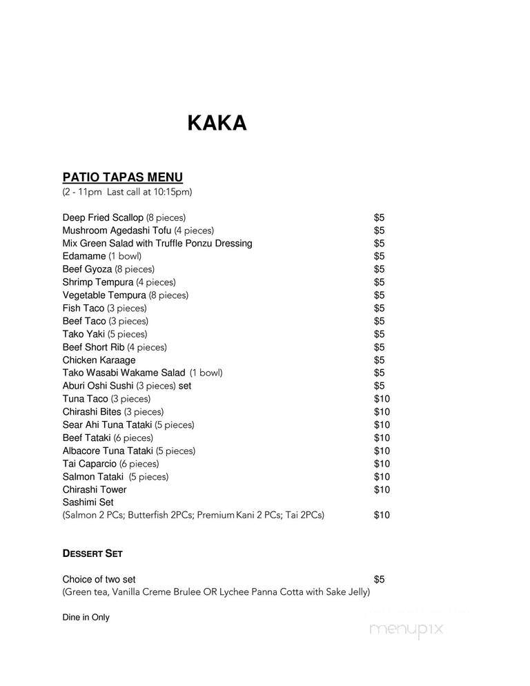 Kaka All You Can Eat - Markham, ON menu_pic