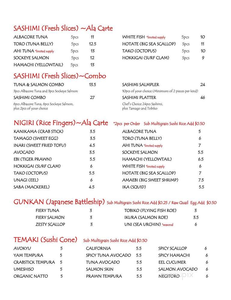 Kawakubo - Vernon, BC menu_pic