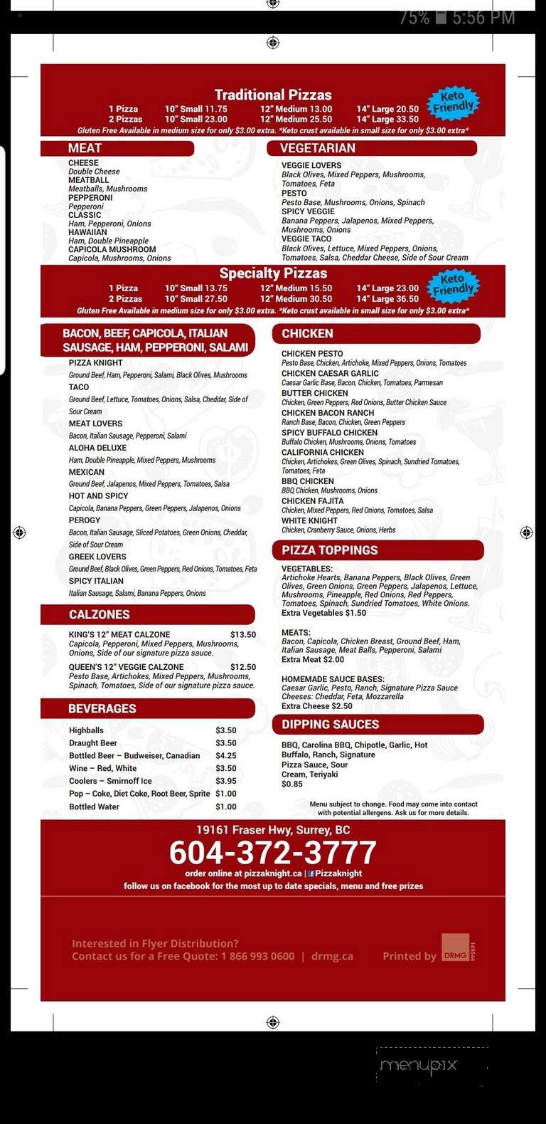 Pizza Knight - Surrey, BC menu_pic