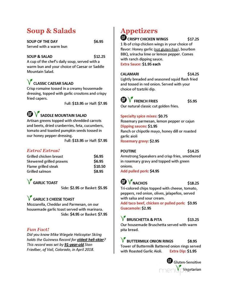 Saddle Mountain Restaurant - Blue River, BC menu_pic