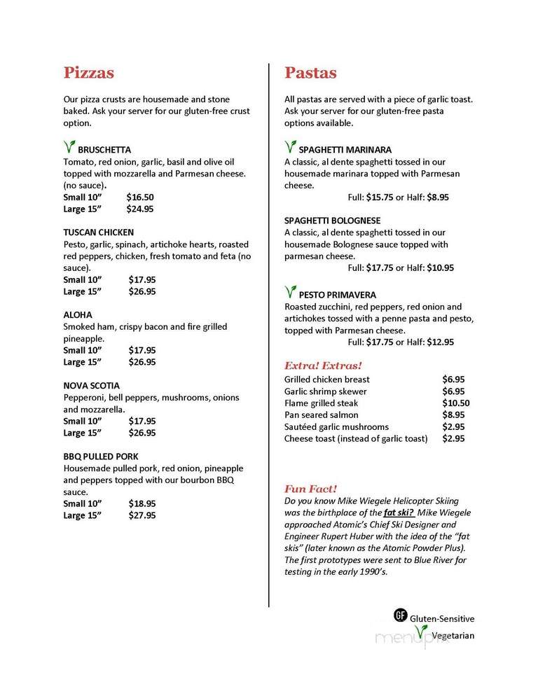 Saddle Mountain Restaurant - Blue River, BC menu_pic