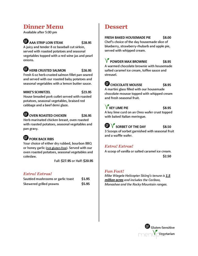 Saddle Mountain Restaurant - Blue River, BC menu_pic