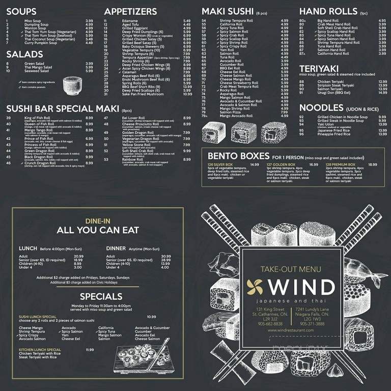 Wind Japanese & Thai - St Catharines, ON menu_pic