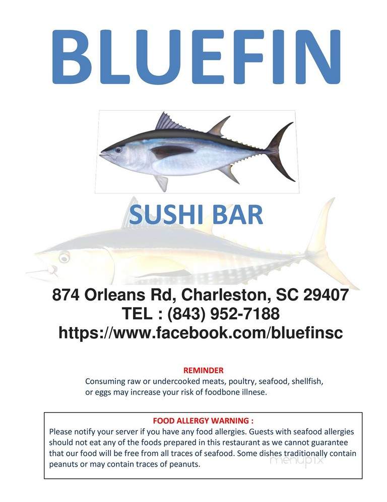 Bluefin Sushi Bar - Charleston, SC menu_pic