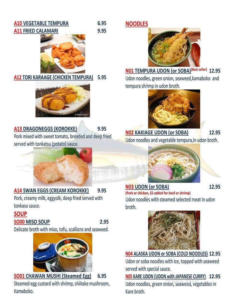 Bluefin Sushi Bar - Charleston, SC menu_pic