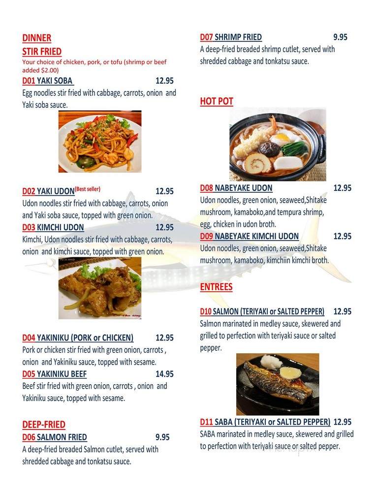 Bluefin Sushi Bar - Charleston, SC menu_pic